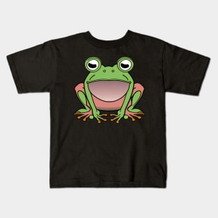 Big Green Cute Frog Cartoon Kids T-Shirt